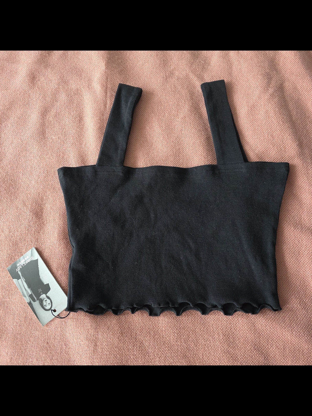 Black Ribbed Lightning Crop Tank Top - Picture 8 of 11